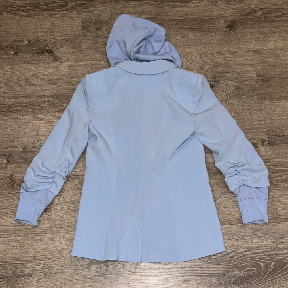 NWT CINQ A SEPT KHLOE ICICLE BLUE HOODED BLAZER JACKET 4 - Picture 6 of 12
